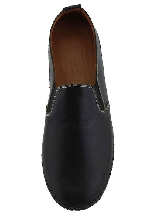 Damen Slip-Ons Leder Schwarze