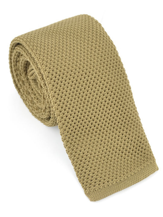 Monte Napoleone Men's Tie Synthetic Knitted Monochrome in Beige Color