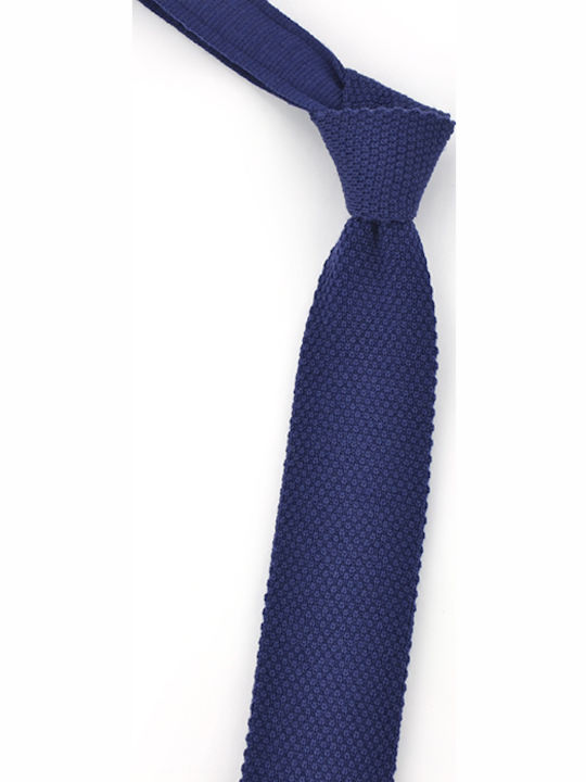 Monte Napoleone Men's Tie Synthetic Knitted Monochrome in Navy Blue Color