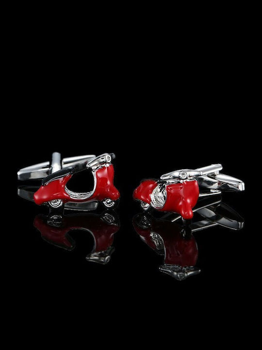 Vespa Set Men's Cufflinks from Steel in Red Color