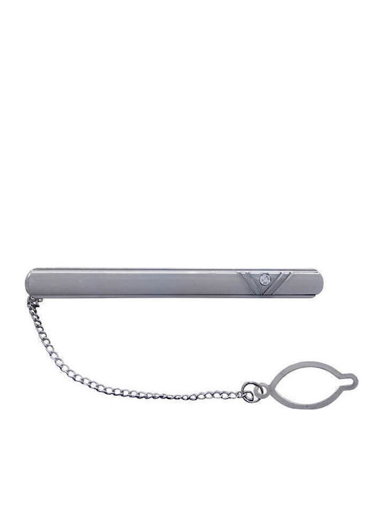 SilverBrand.gr Steel Tie Clip Silver 6x0.6cm