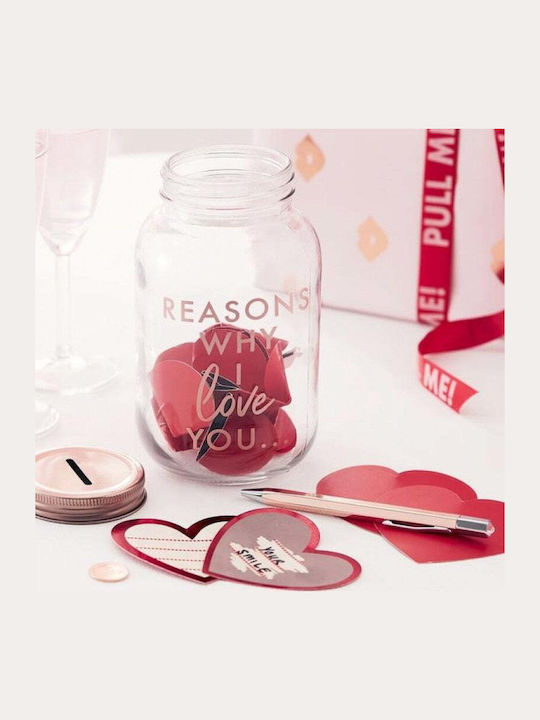 Стъклена Ваза Foil Сърца Reasons Why I Love You 9x18см Gingerray