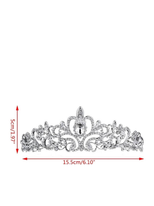 Bridal Crown Tiara Crystals Silver Height 4.50cm Support Comb