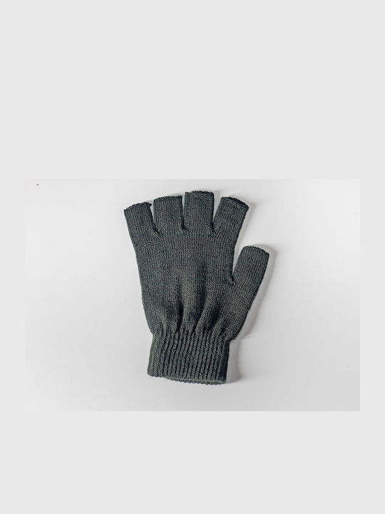 Men's Knitted Fingerless Gloves Khaki Half Fingers