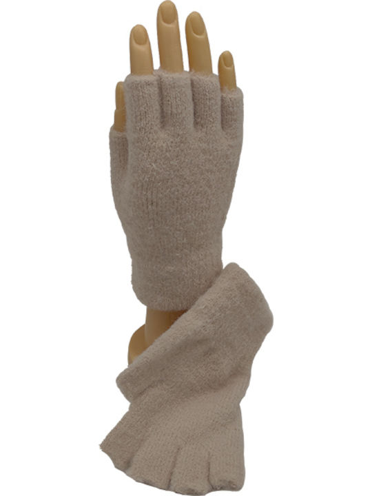 Women's Knitted Fingerless Gloves Beige