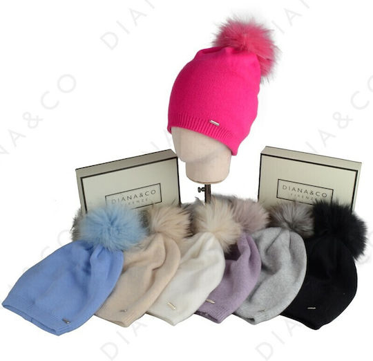 Pom Pom Beanie Frauen Beanie Gestrickt in Hellblau Farbe