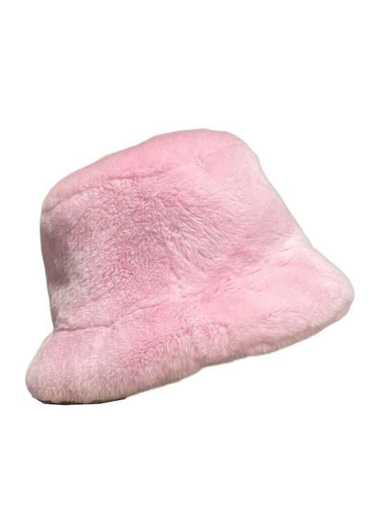 MARKOS LEATHER Γυναικείο Γούνινο Καπέλο Bucket Ροζ