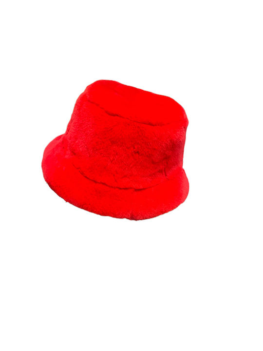 MARKOS LEATHER Frauen Pelzige Hut Eimer Rot