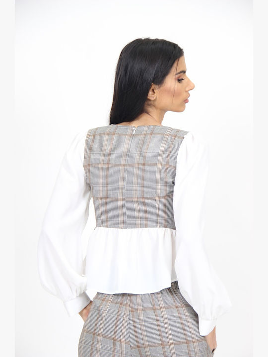 Damen Bluse Langärmelig Geprüft Ecru