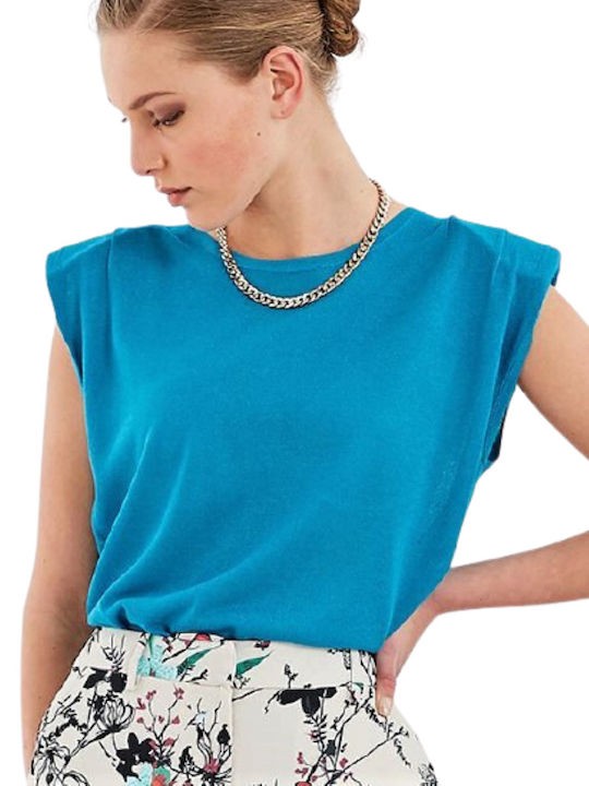 Women's Summer Blouse Short Sleeve Blue