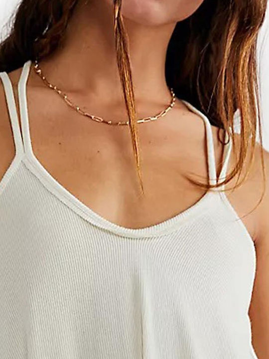Damen Sommer Bluse mit Trägern & V-Ausschnitt Bone