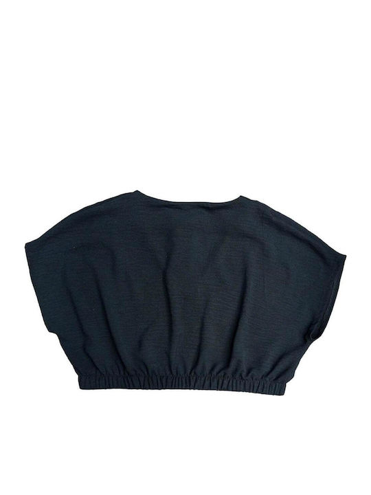 Γυναικείο Crop Top Κοντομάνικο Μαύρο