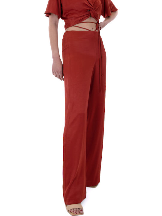 Damen Hoch tailliert Stoff Hose in Geradem Schnitt Black