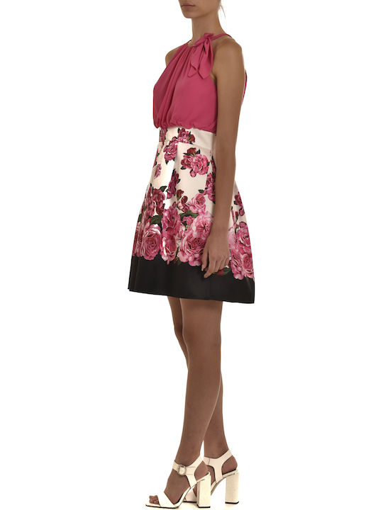 Summer Mini Dress for Wedding Christening White/Fuchsia