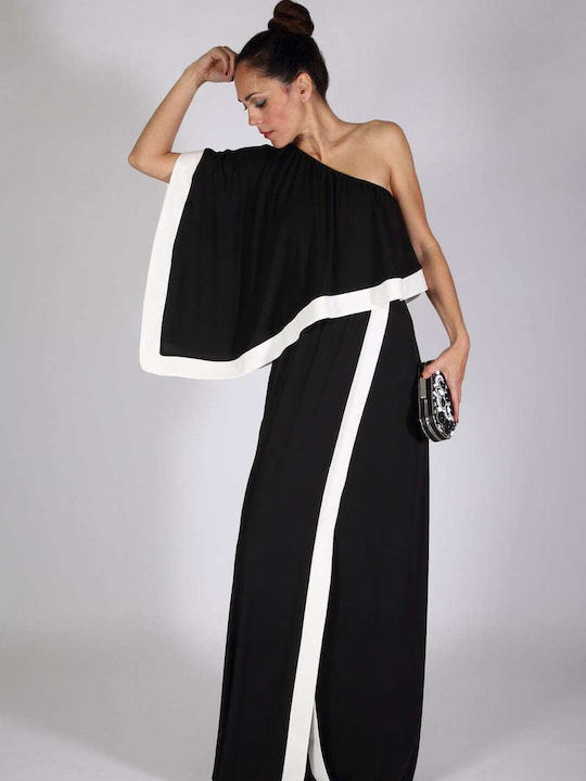 Summer Maxi Evening Dress with Lace Black