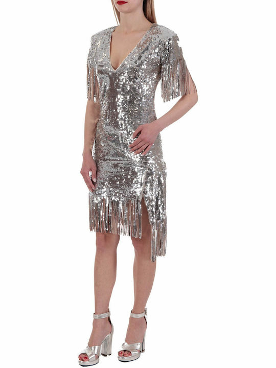 Summer Mini Evening Silver Dress