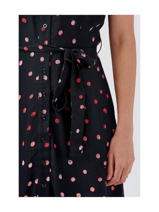 Sommer Midi Hemdkleid Kleid Schwarz