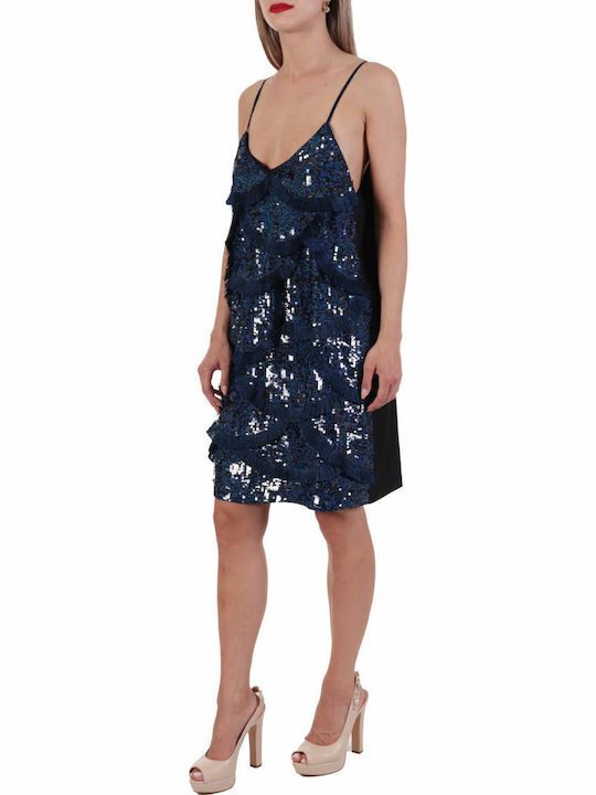 Avezzano Summer Mini Dress for Wedding and Christening Blue/Black