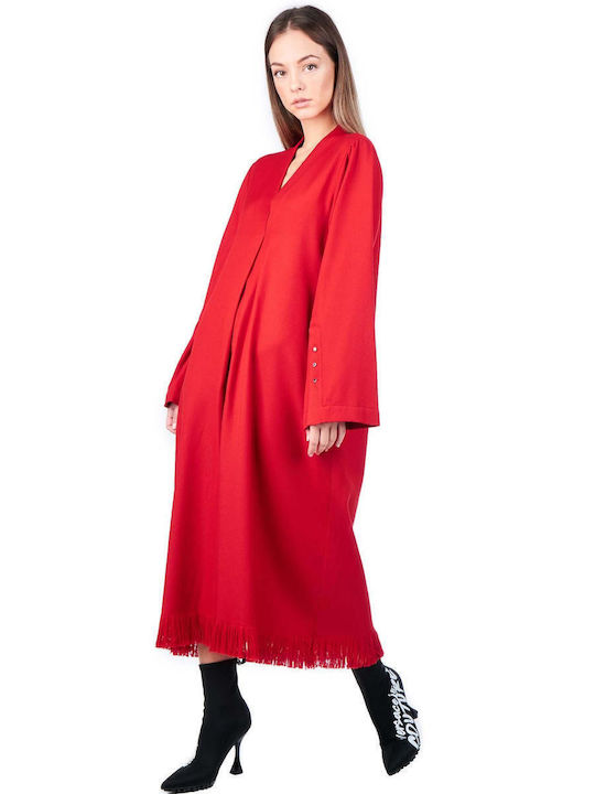 Midi Damenkleid Gestrickt Rote