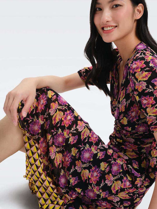 Summer Midi Dress astran med bk/feb geo yoke ye