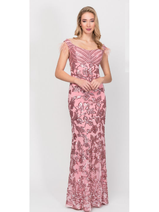 Summer Maxi Evening Dress Pink