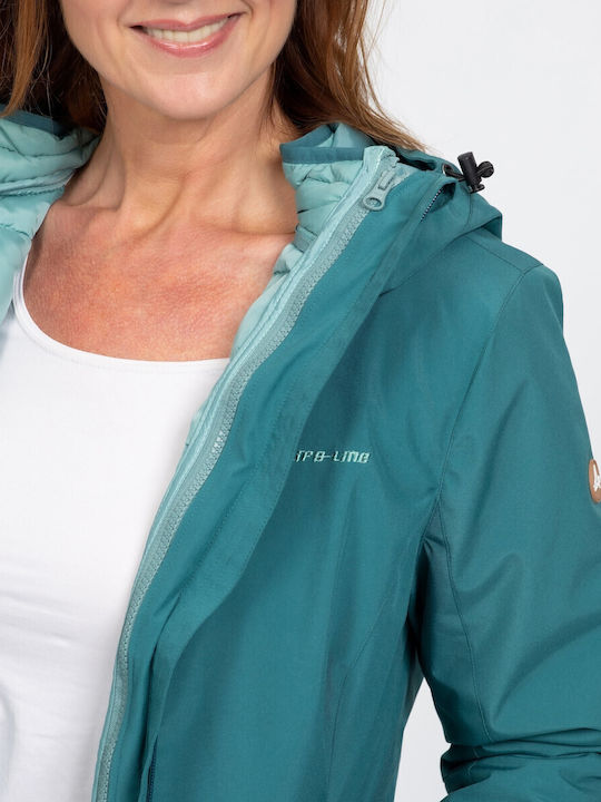 Katja 3 în 1 Jachetă Dama Sport Waterproof și cu Protecție Împotriva Vântului Verde Închis