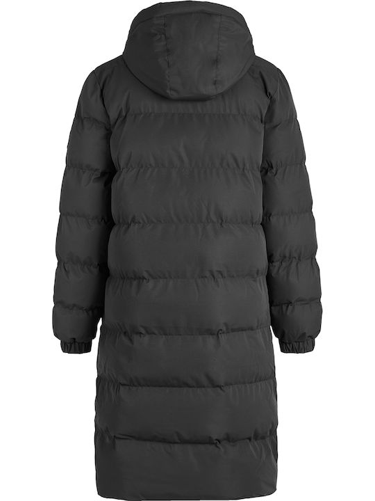 Lang Damen Puffer Jacke für Winter Black