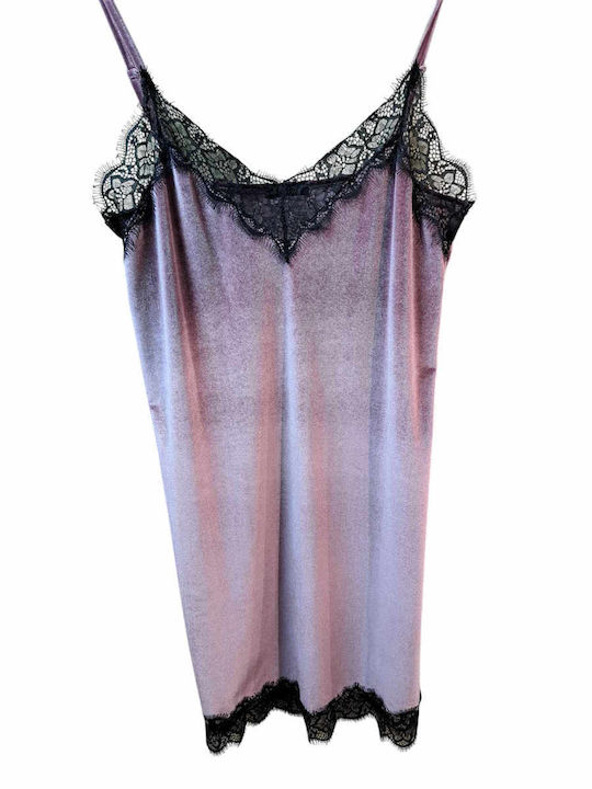 Muydemi Зимна Велур Дамска Нощница Dark pink.