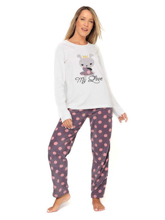 Fawn Winter Damen Pyjama-Set Beige
