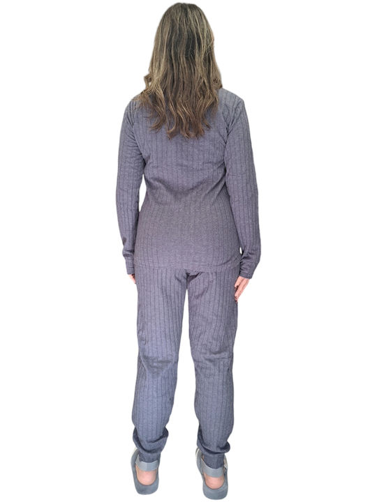 Fawn Winter Damen Pyjama-Set Dark Blue