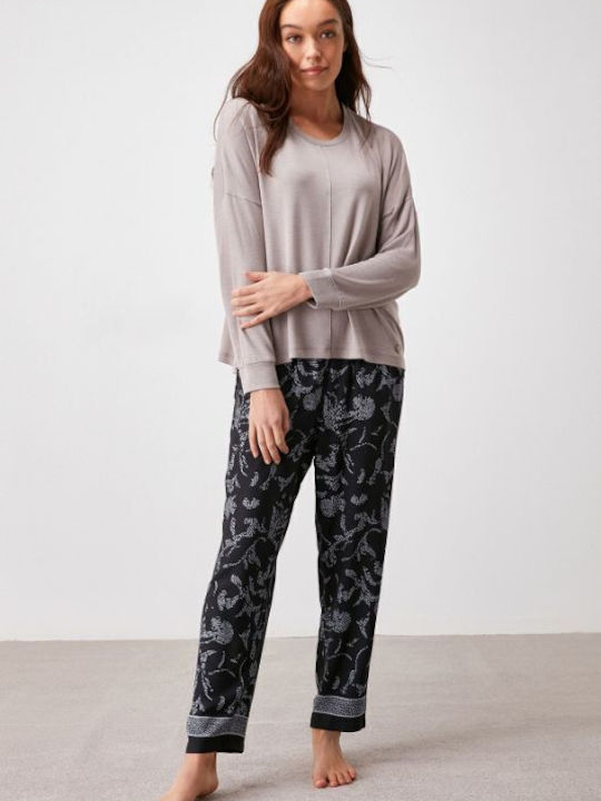 Penye Mood Winter Damen Pyjama-Set Gray