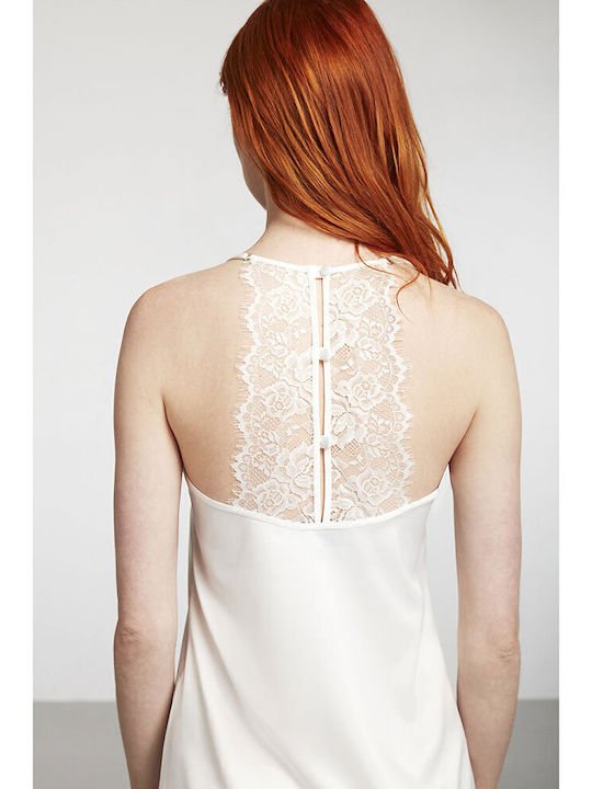Penye Mood Sommerliche Damen-Bademantel mit Nachthemd Weiß