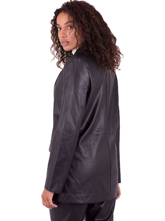 Byoung Long Women's Leather Blazer Black (200451/BLACK)