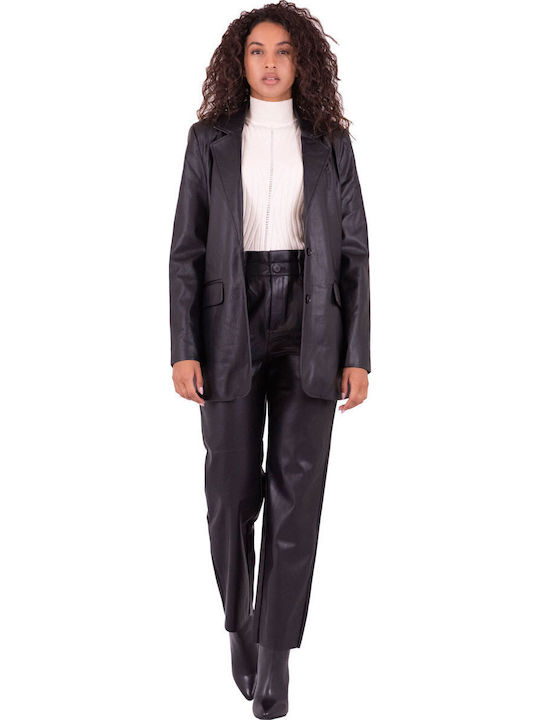 Byoung Long Women's Leather Blazer Black (200451/BLACK)