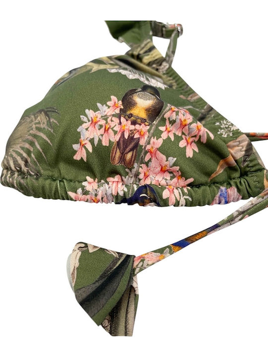 Bikini Τριγωνάκι Floral πράσινο-λαδί