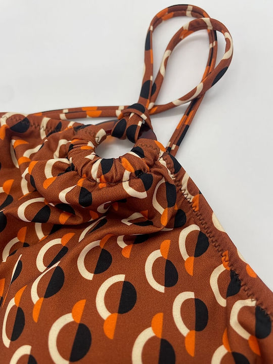 Bikini με έναν Ώμο Καφέ-terracotta