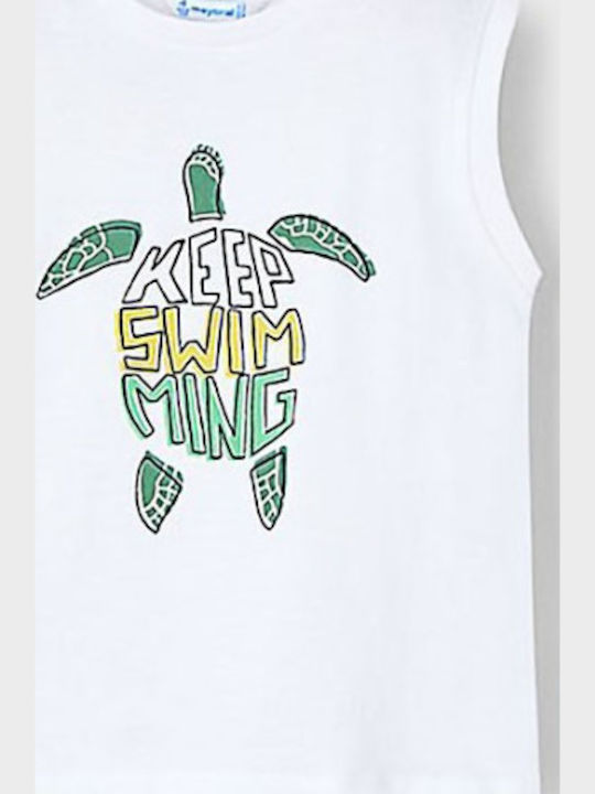 Kids Sleeveless White Blouse Turtle