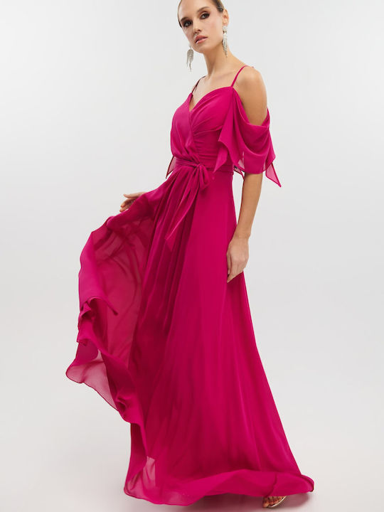 Καλοκαιρινό Maxi Φόρεμα για Γάμο / Βάπτιση Magenta