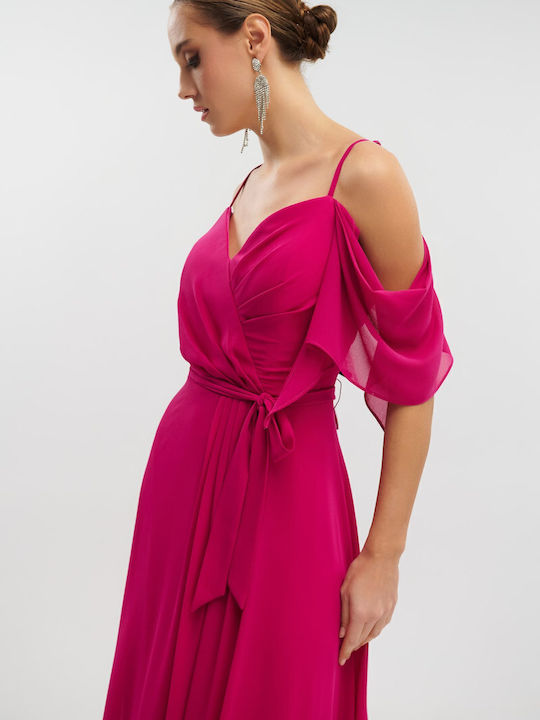 Καλοκαιρινό Maxi Φόρεμα για Γάμο / Βάπτιση Magenta