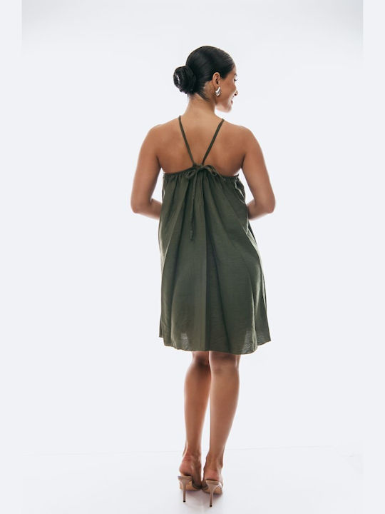 Mini Dress for Wedding and Christening Khaki