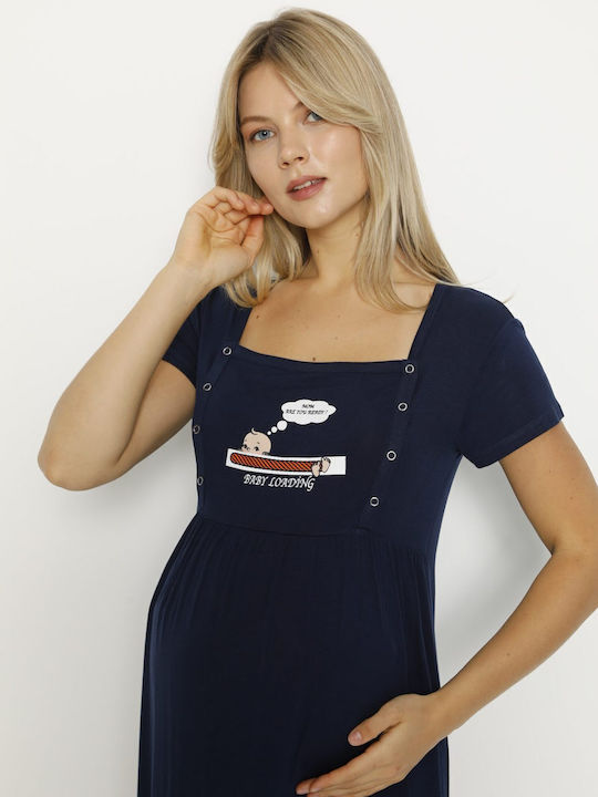 Angel's Secret Nightgown Maternity & Nursing Blue