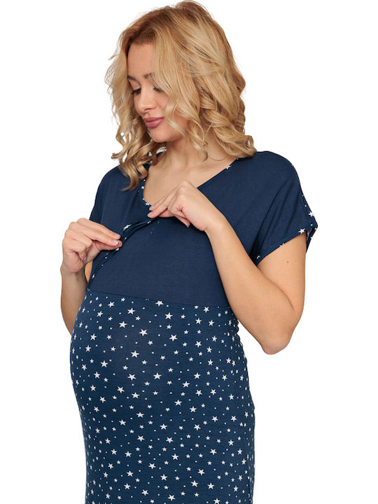 Angel's Secret Nightgown Maternity & Nursing Blue
