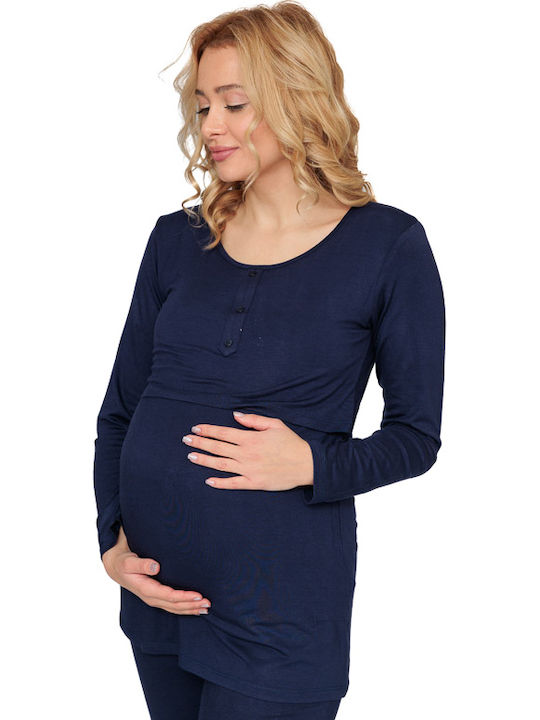 Angel's Secret Maternity Pajama Set & Nursing in Blue color