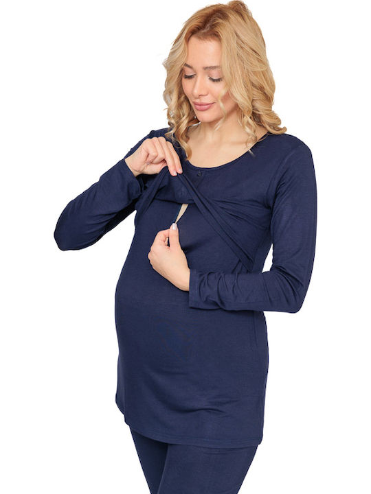Angel's Secret Maternity Pajama Set & Nursing in Blue color