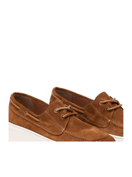 Men's Suede Boat Shoes Tabac Brown