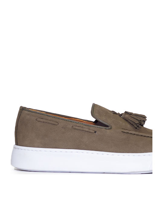 887 Δερμάτινα Ανδρικά Loafers Χακί