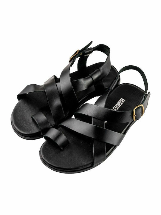 Leder Herrensandalen in Schwarz Farbe