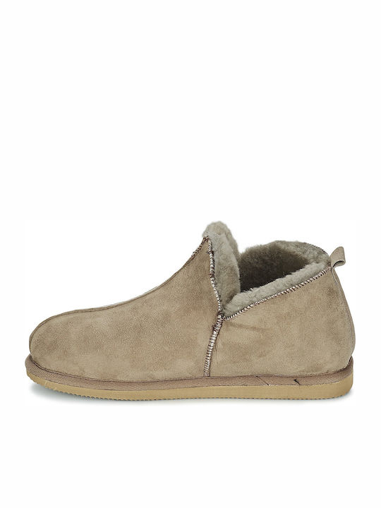Geschlossene Winterliche Herrenhausschuhe Beige