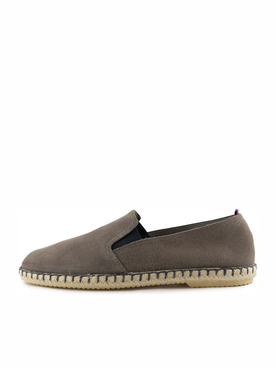 Leather Men's Espadrilles in Gray Color