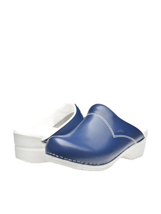 Sanita Leather Anatomic Clogs Blue